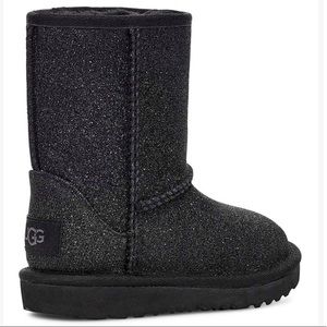 UGG Black Glitter Classic Short II Suede Boot